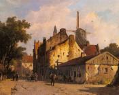 阿德里亚努斯 埃沃森 : Village Scene With A Windmill